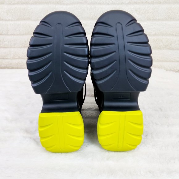 Anthony Wang Dated Black Yellow Hidden Wedge Platform Sneakers Rib Tread Design - Picture 10 of 11